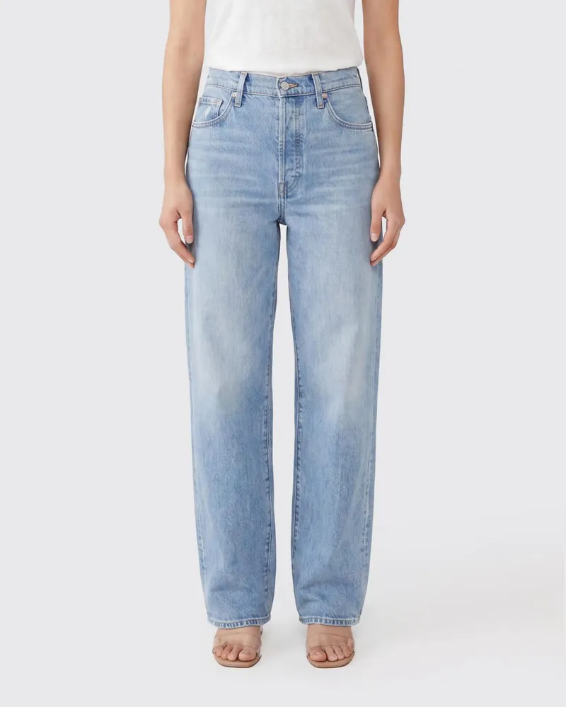 Mother High-Waist Straight-Leg Jeans von aus Denim im Five-Pocket-Design Blau