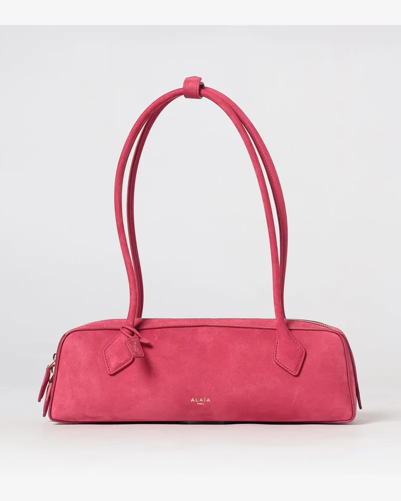 Alaïa Mittlere Le Teckel Schultertasche aus Kalbsleder und Nubuk Rot
