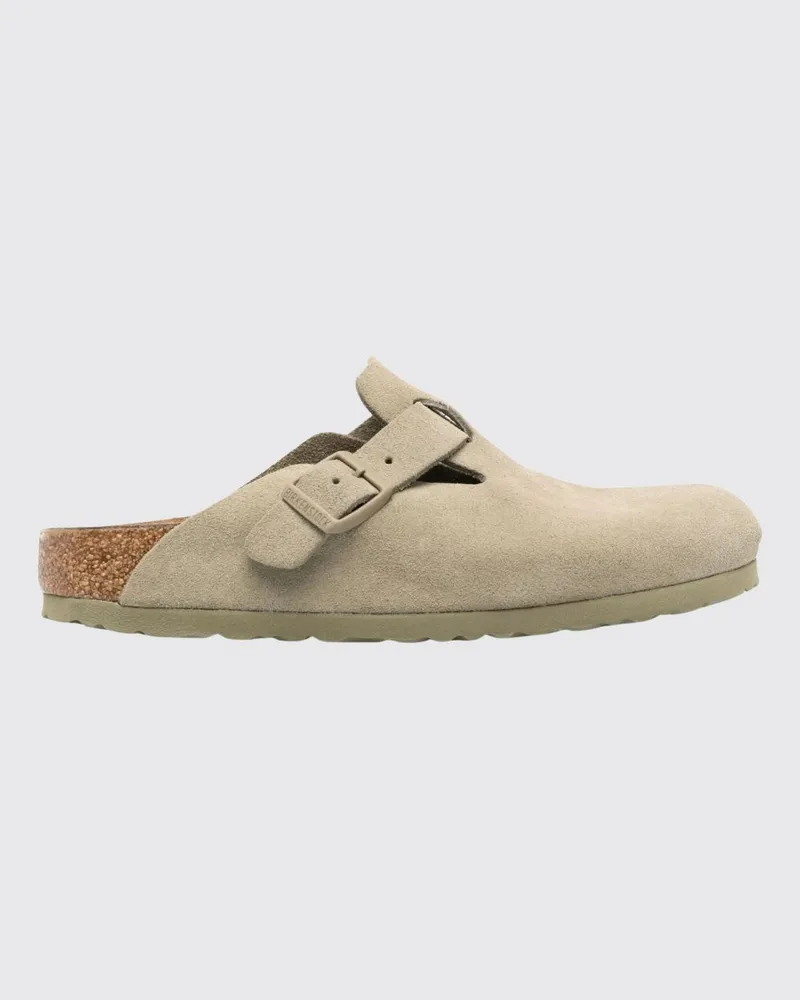 Birkenstock Boston Wildleder-Mules für Damen mit Riemen Beige
