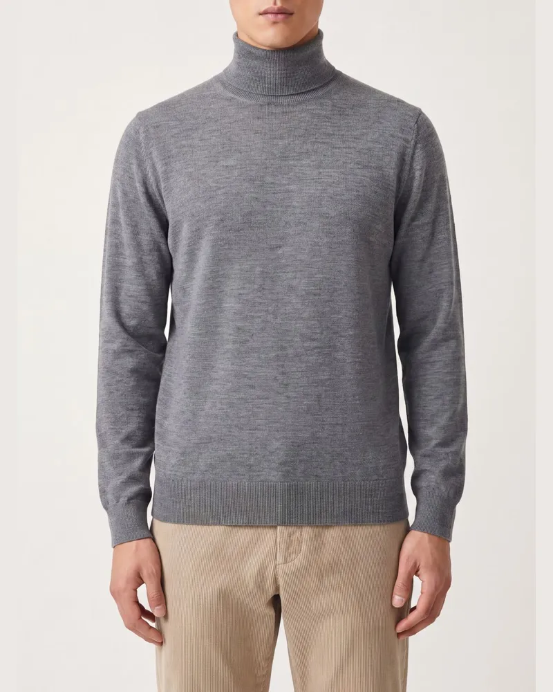 Brunello Cucinelli Langärmliger Woll-Rollkragenpullover mit Rippenbündchen Lead