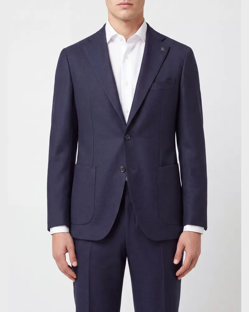 Tagliatore Einreiher-Blazer aus Cupro-Viskose-Mischung mit aufgesetzten Taschen Schwarz