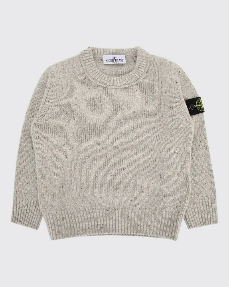 Stone Island Rundhalspullover aus Wollmischung für Jungen mit Logo Weiß