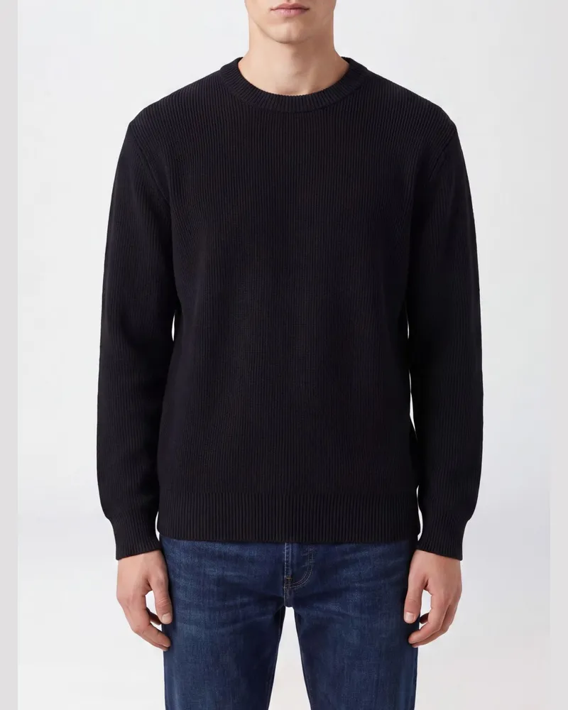 Golden Goose Pullover aus Baumwollmischung mit Rundhalsausschnitt, Rippbündchen und Logo Schwarz
