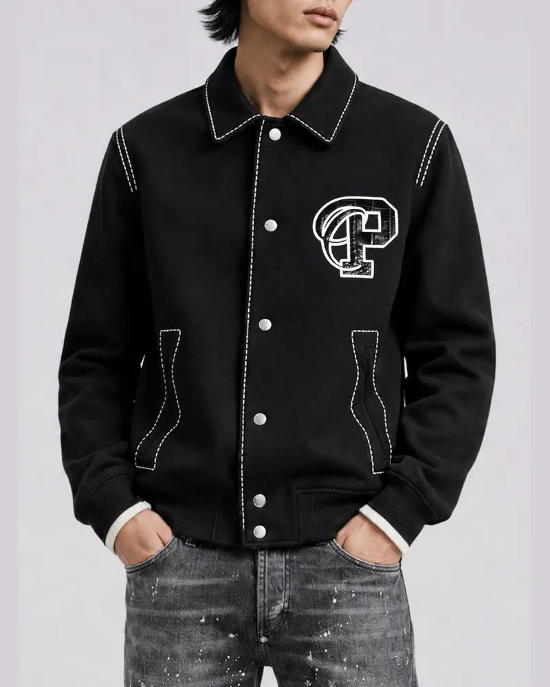 Philipp Plein Coster Hemdjacke aus Wolle und Kaschmir mit Monogramm Schwarz