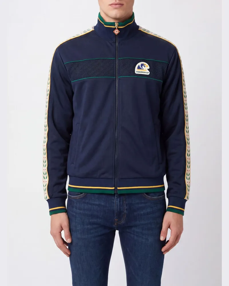 Casablanca Paris Trainingsjacke aus Baumwollmischung mit Stehkragen und Logo Navy