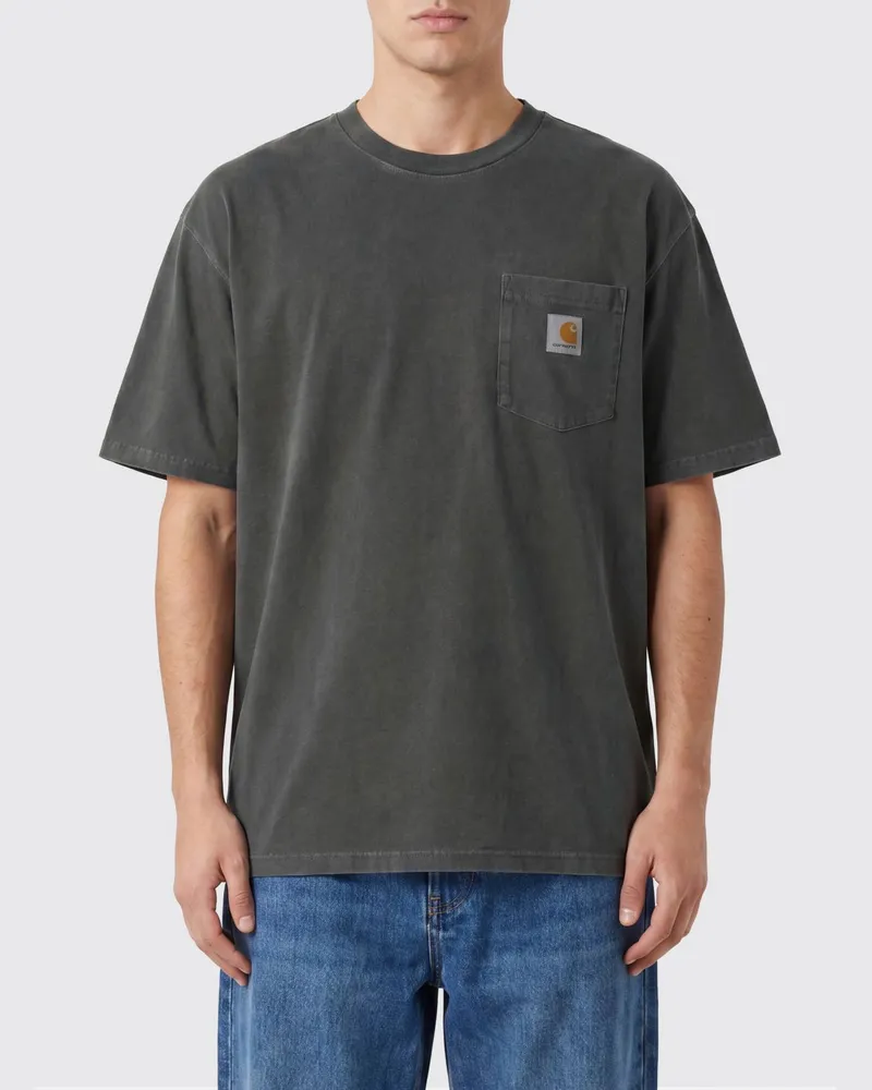 Carhartt WIP Baumwoll-T-Shirt mit Tasche und Kontrastlogo Grau