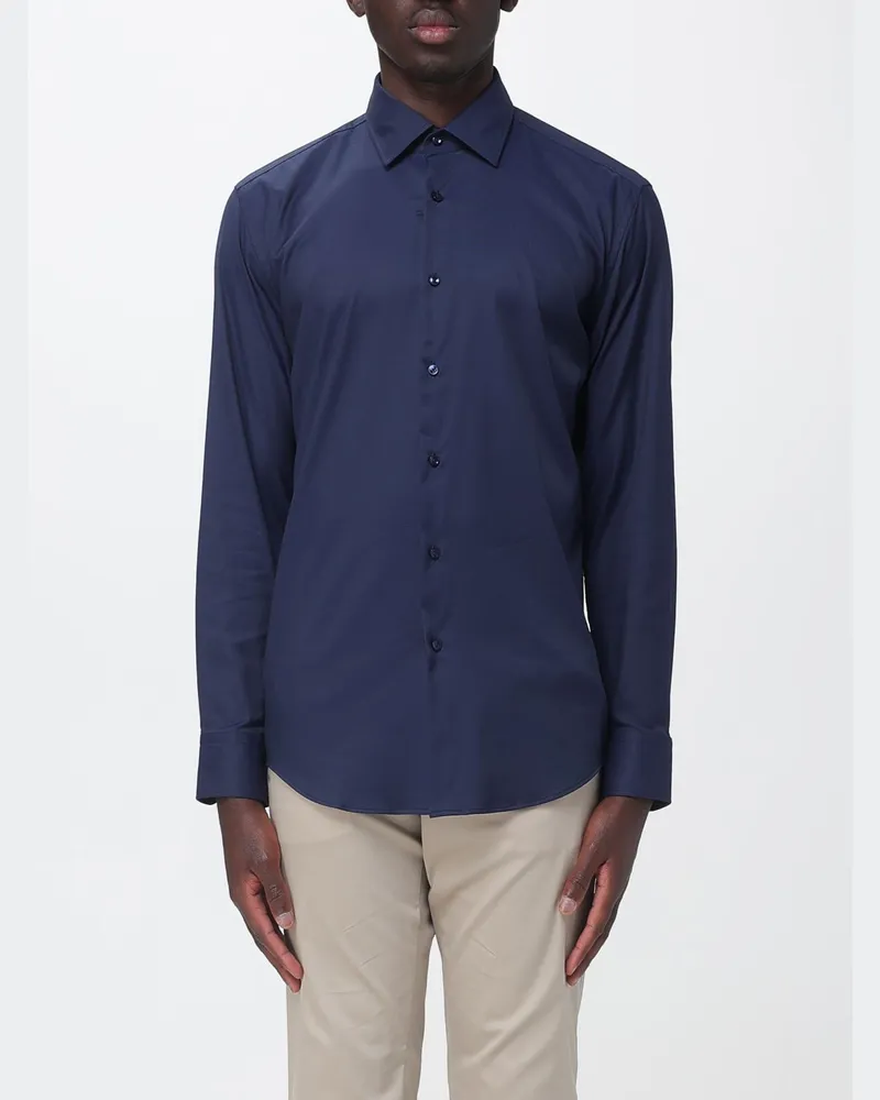 HUGO BOSS Slim Fit Jerseyhemd Blau