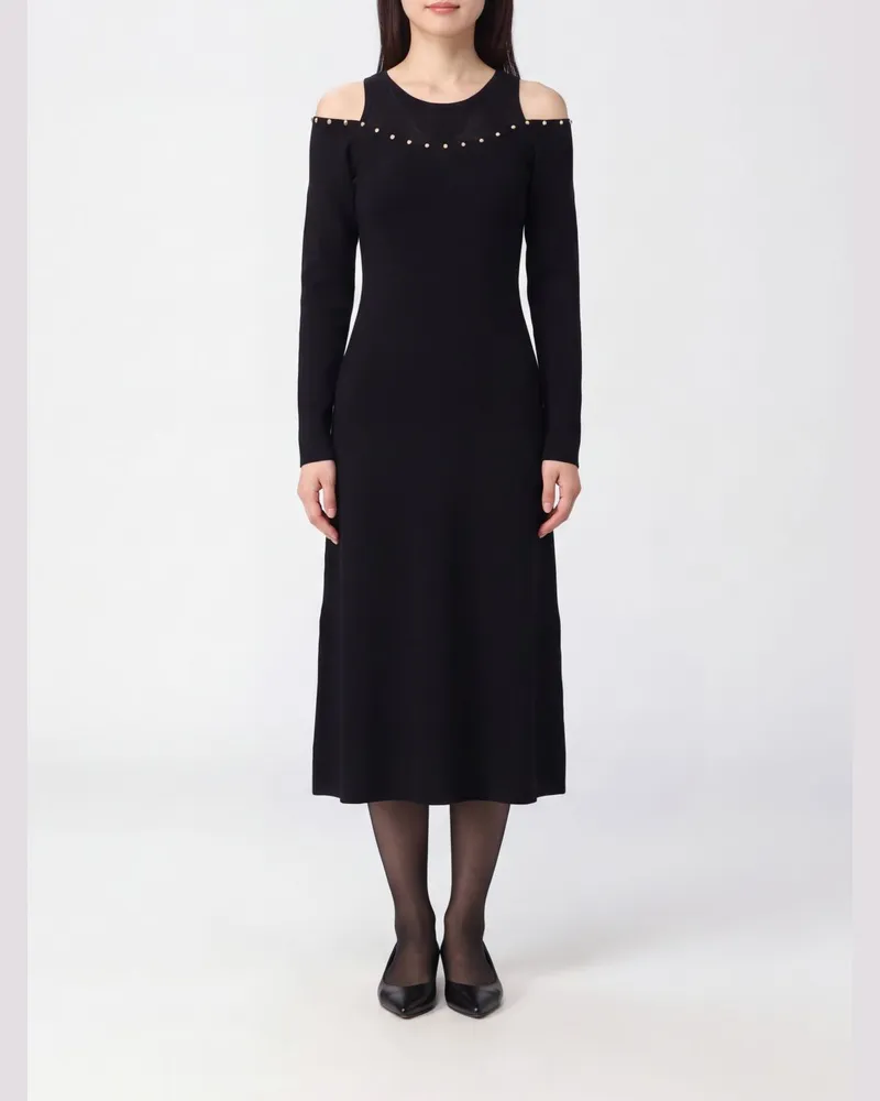 Liu Jo Etui-Midikleid aus Viskosemischung mit Cut-Out-Details und Nieten Schwarz