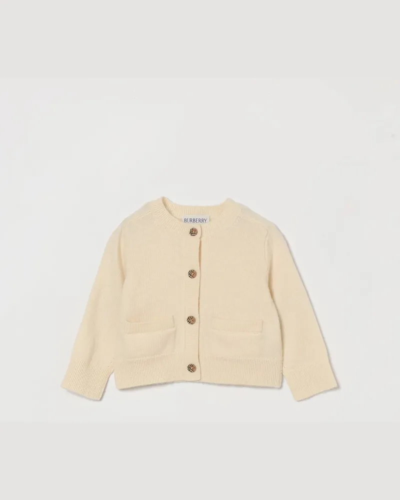 Burberry Woll- und Kaschmir-Cardigan mit Karoplatten Weiß