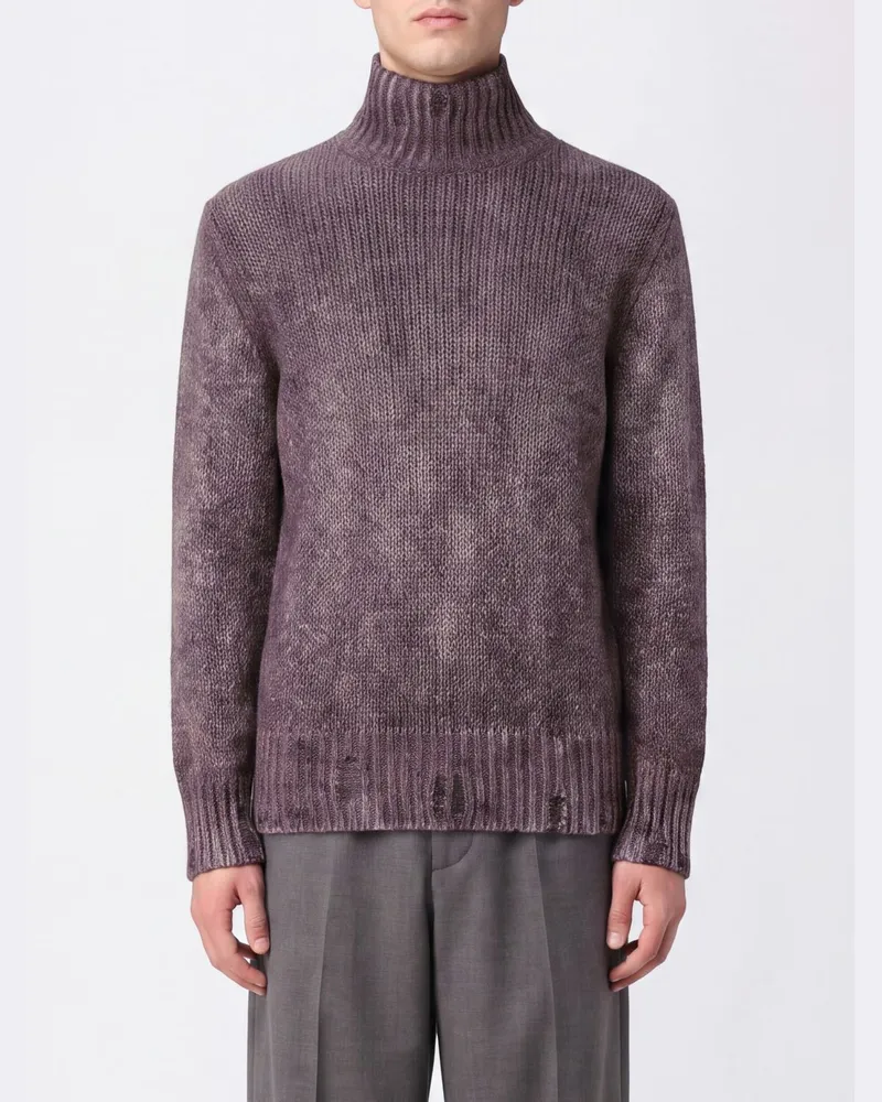 Avant Toi Rollkragenpullover aus Kaschmir und Seide mit abstraktem Muster Braun