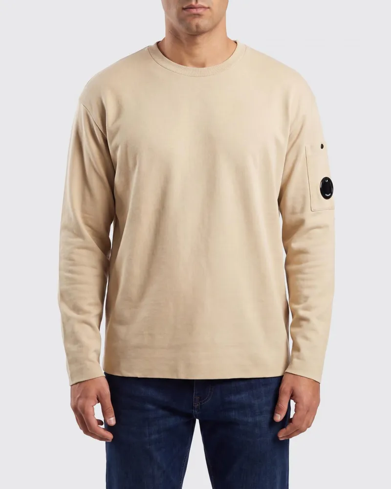 C.P. Company Langärmeliges Baumwoll-T-Shirt mit aufgesetztem Logo Camel