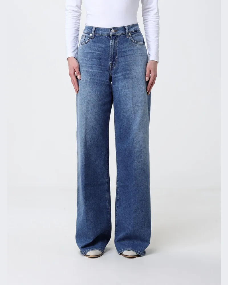 7 for all mankind Weite Baumwoll-Denim-Jeans Blau
