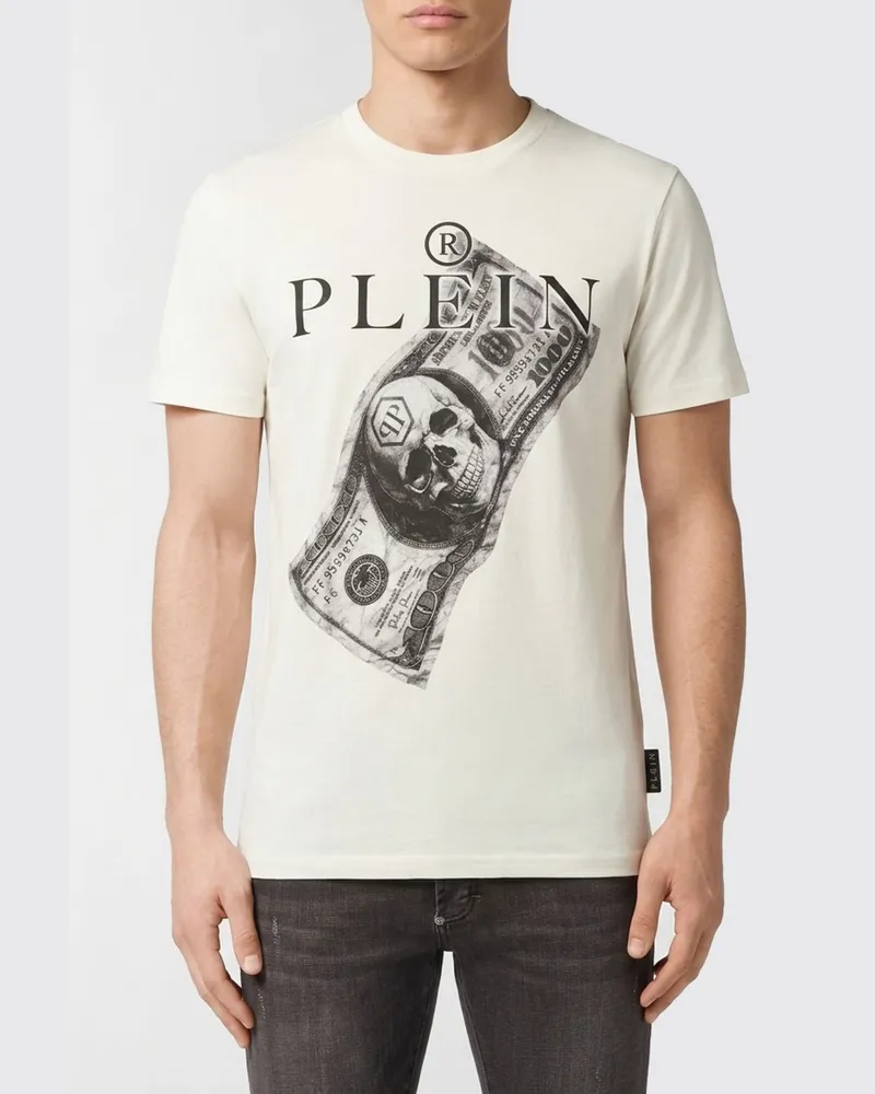 Philipp Plein T-Shirt aus Baumwolle mit Grafik-Print und Kontrast-Logo Weiß