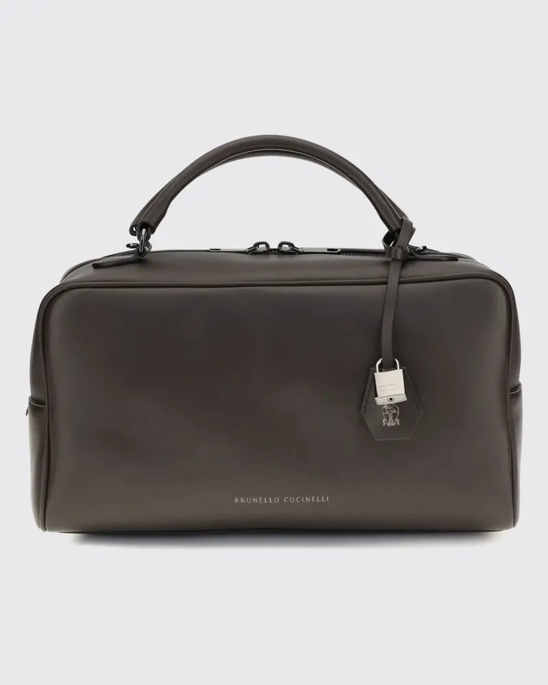 Brunello Cucinelli Boston Explorer Handtasche aus Leder Dark
