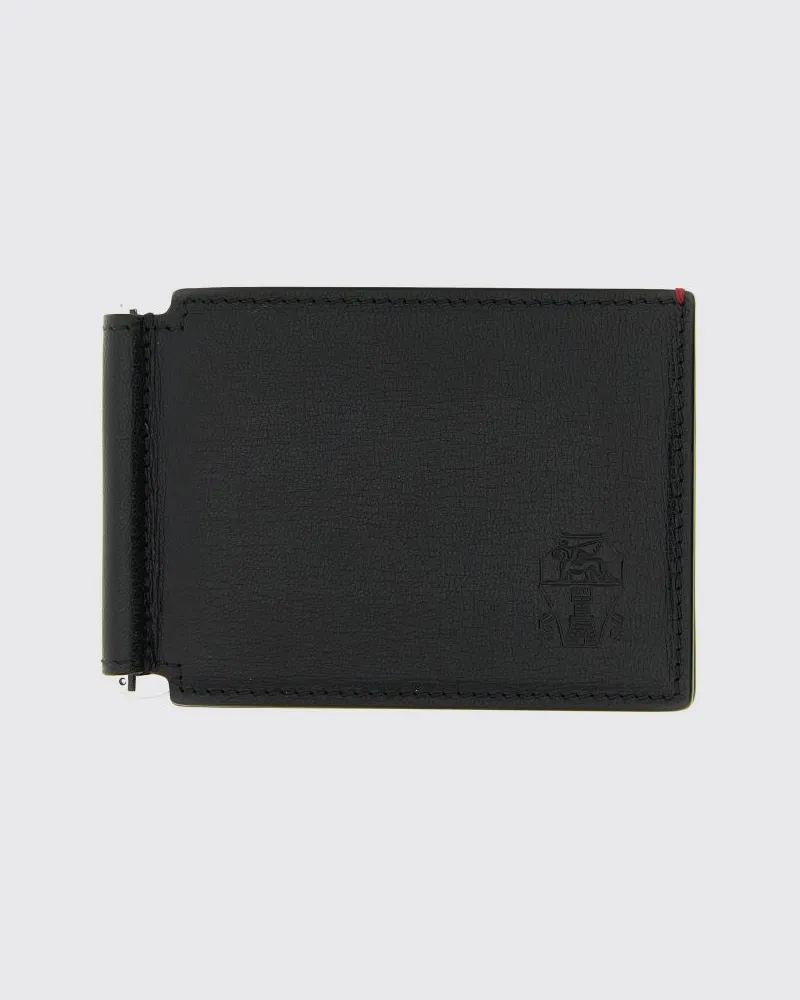 Brunello Cucinelli Bifold-Geldbörse aus Ziegenleder mit Geldklammer Schwarz