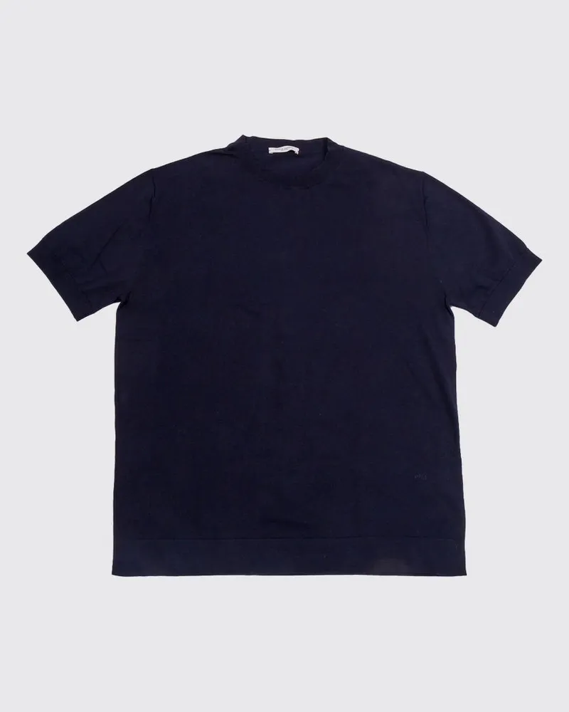 Paolo Pecora Milano Basic-Rundhalspullover Blau