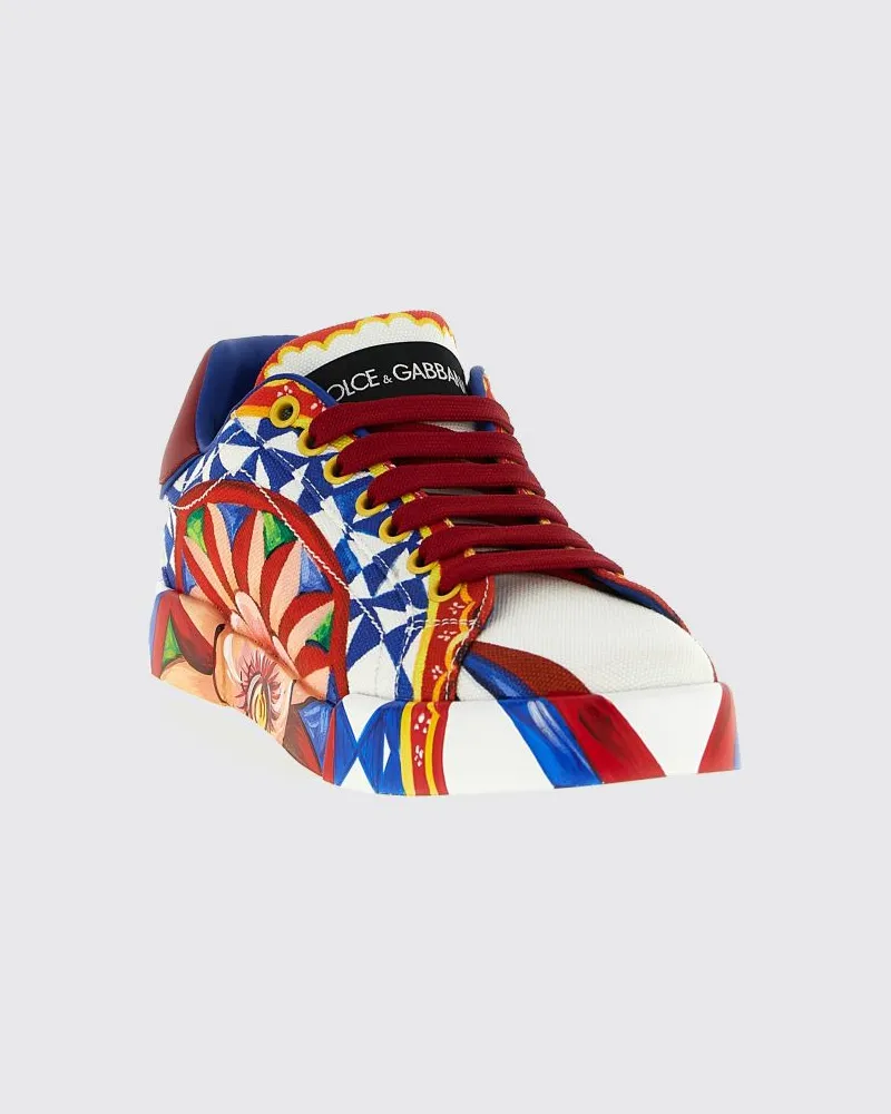 Dolce & Gabbana DOLCE  GABBANA Dolce & Gabbana Portofino Canvas-Sneaker mit Carretto-Siciliano-Print Bunt