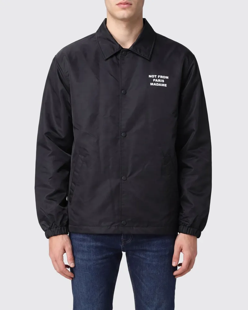 Drôle de Monsieur Hemdjacke aus Nylon von mit kontrastierendem Slogan-Logo Schwarz