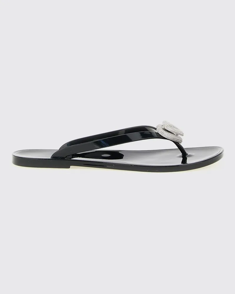 Mach & Mach PVC-Flip-Flops mit Strassherzen Schwarz