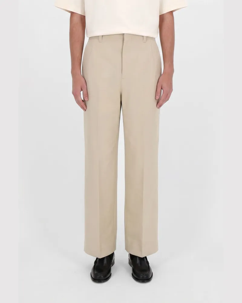 Jacquemus Weit geschnittene Anzughose Pastro aus Leinen und Baumwolle Beige