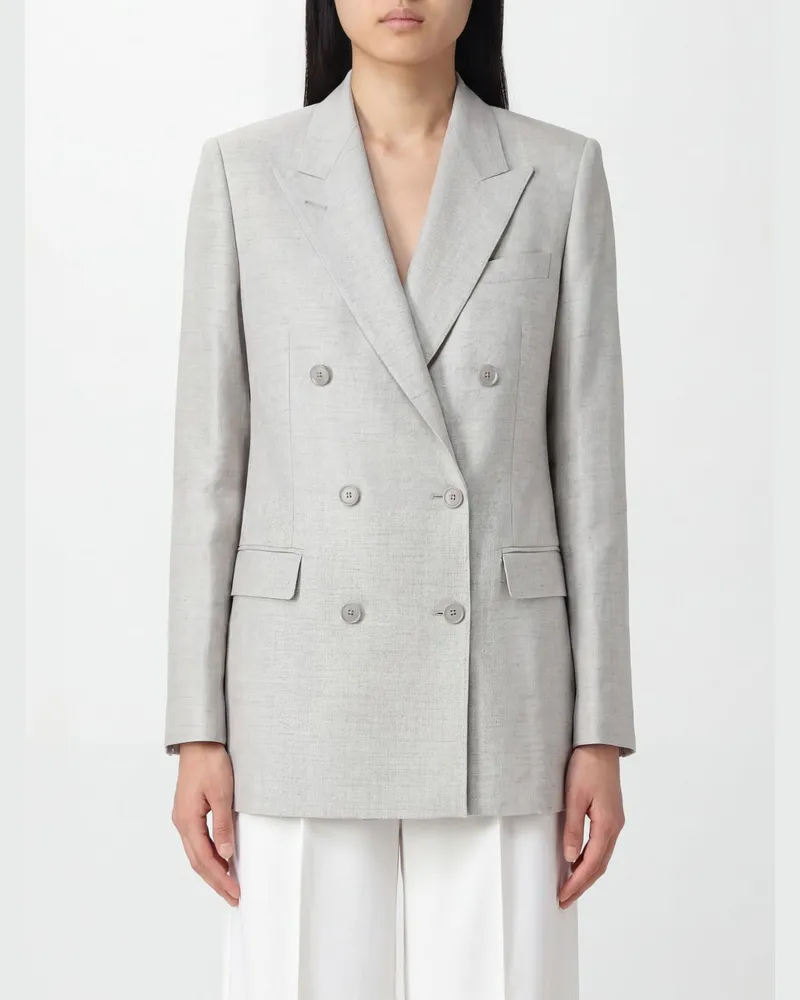 Tagliatore Zweireihiger Blazer aus Leinen-Baumwoll-Mischung mit steigendem Revers Weiß