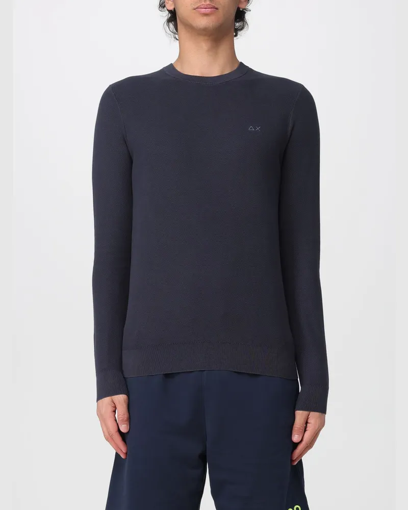 Sun68 Rundhals-Pullover aus Baumwolle Blau
