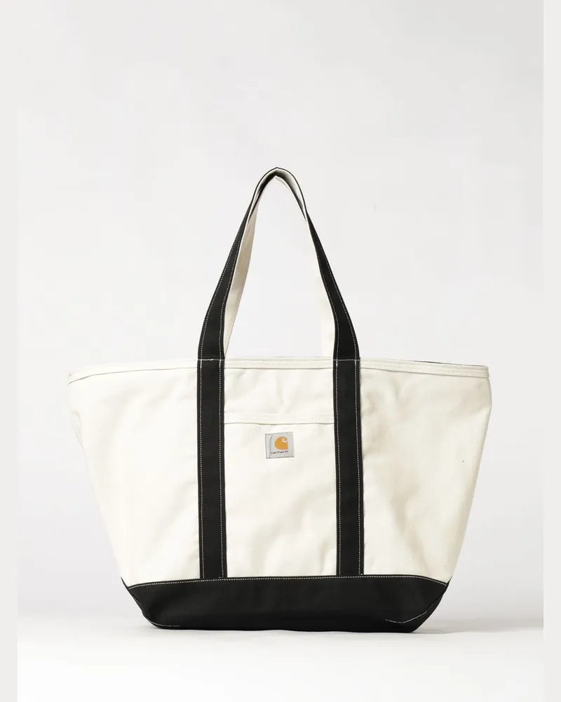 Carhartt WIP Große Tote-Bag aus Baumwoll-Canvas mit appliziertem Logo und Reißverschluss Weiß