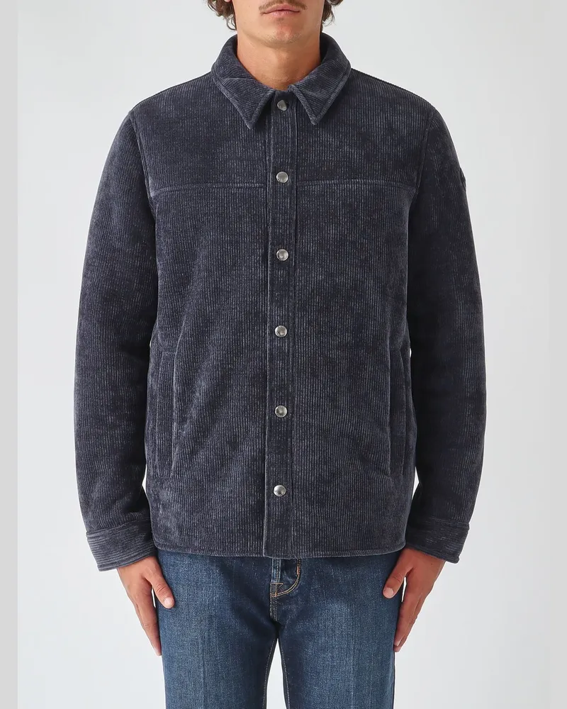 Colmar Einreihiges Samt-Overshirt mit klassischem Kragen und Knopfverschluss Navy