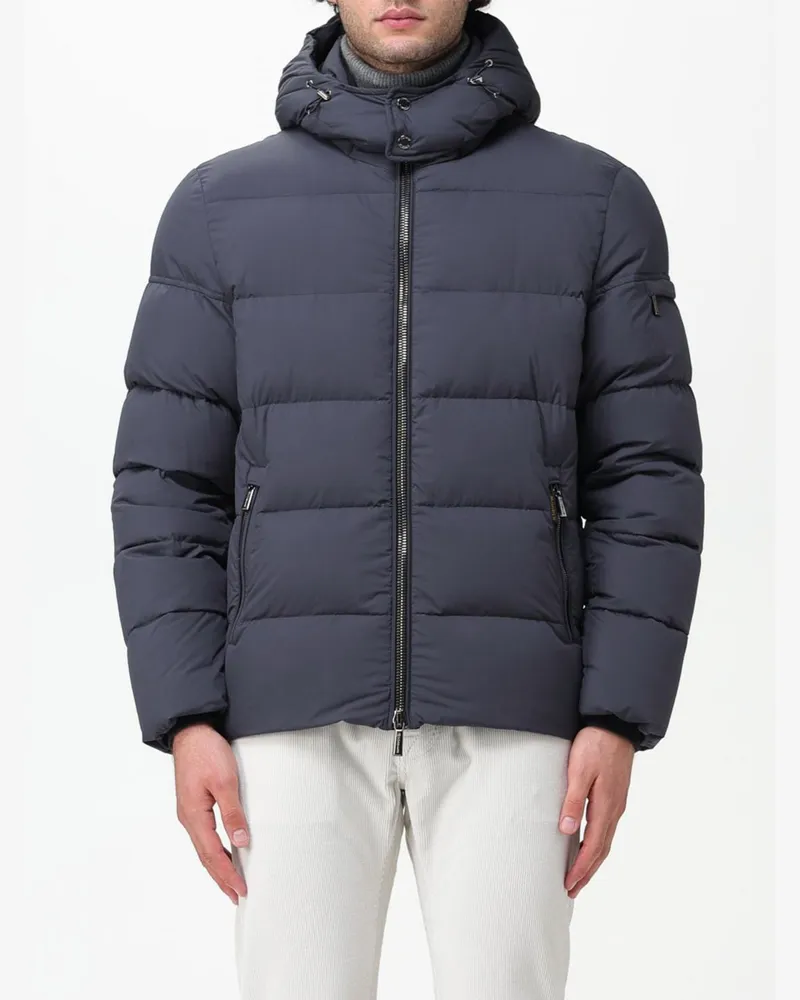 MOORER Wasserabweisende Brett Daunenjacke aus Wolle und Kaschmir mit abnehmbarer Kapuze Navy