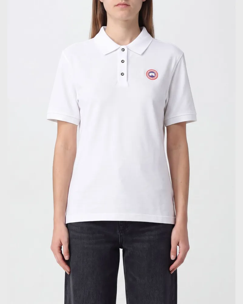 Canada Goose Slim-Fit-Poloshirt aus Baumwolle mit Kontrastlogo Weiß