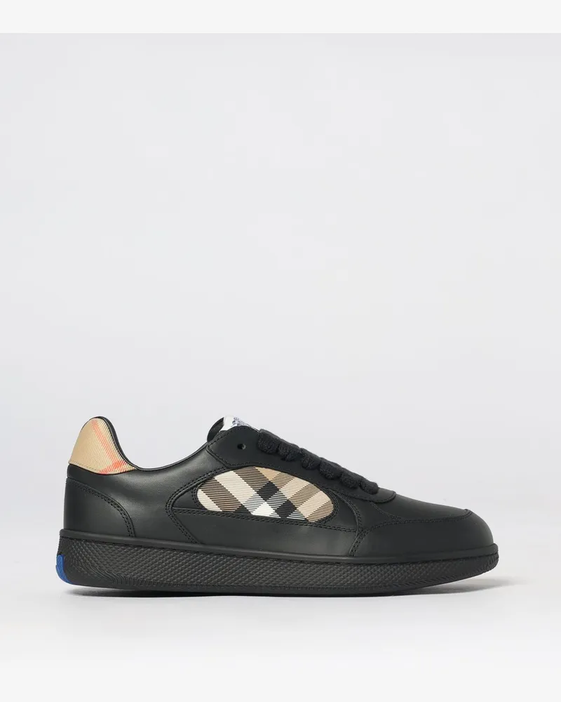 Burberry Niedrige Terrace Sneakers aus Kalbsleder mit Vintage Check-Muster Schwarz