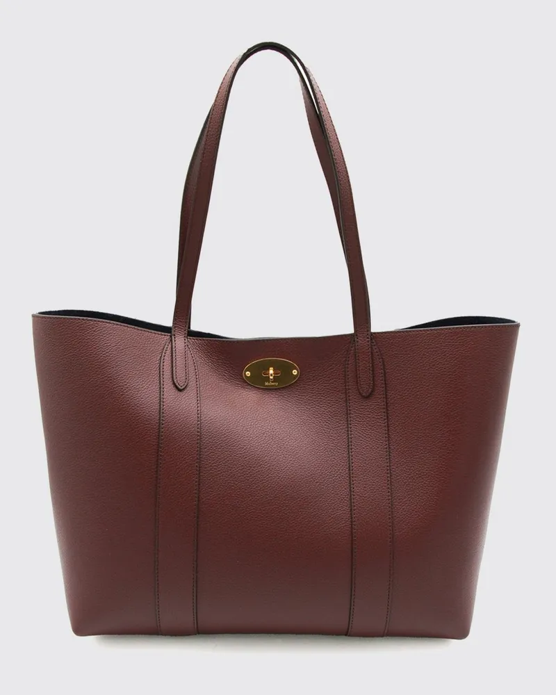 Mulberry Bayswater Kleine Tote aus genarbtem Kalbsleder mit doppeltem Henkel Burgunderrot