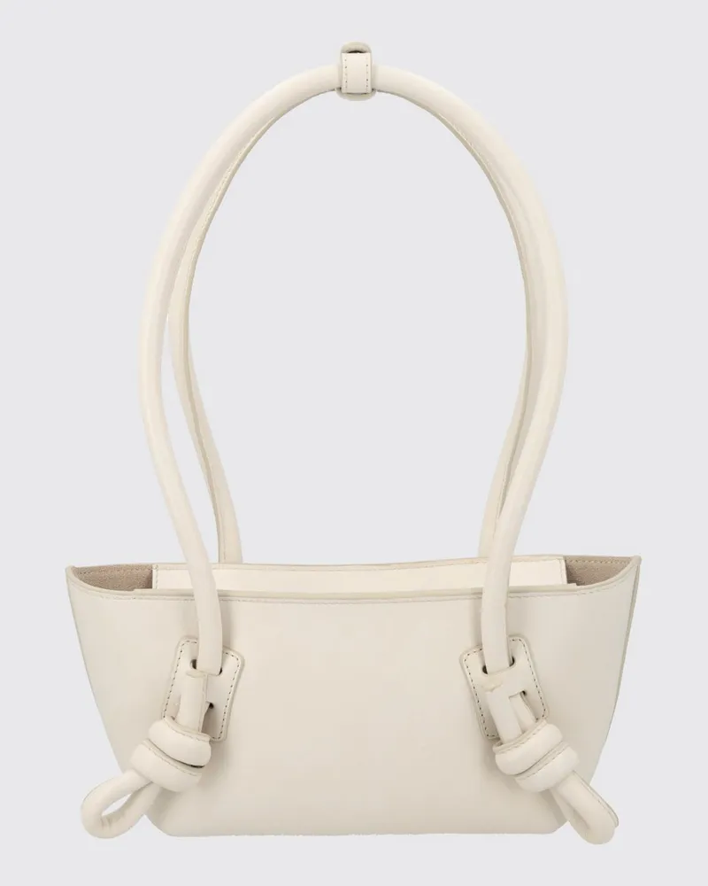 HEREU Fleca-Schultertasche von aus Glattleder mit ausgestellter Form und doppeltem Griff Weiß
