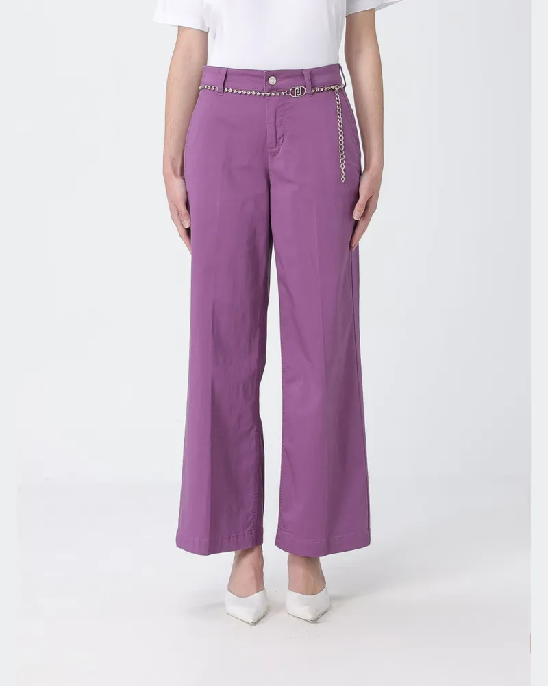 Liu Jo Hoch taillierte Cropped-Hose aus Baumwollmischung mit Schmuckgürtel Braun