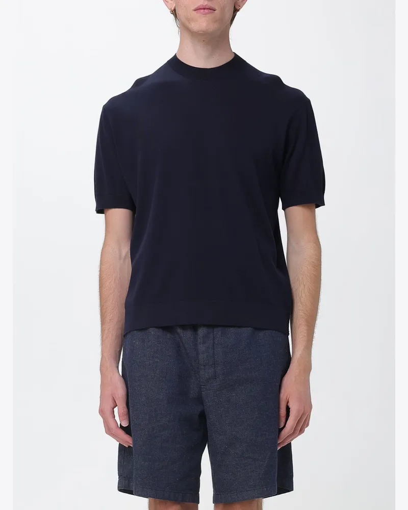 Paolo Pecora Milano Rundhals-Pullover aus Schurwolle Blau