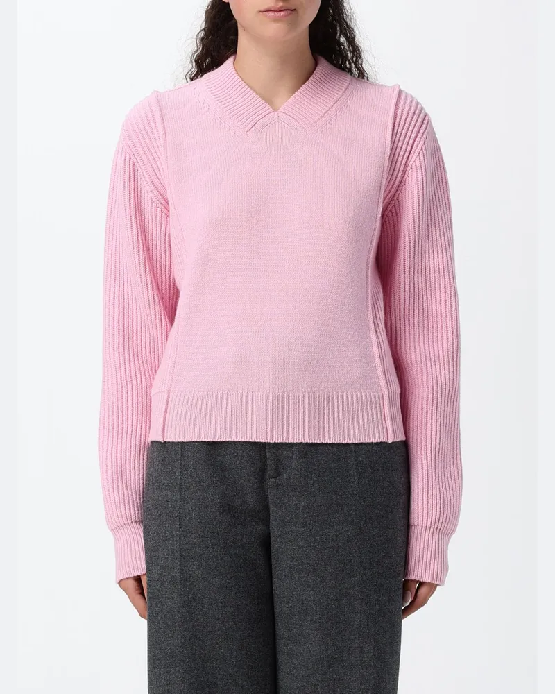 Marni Pullover mit V-Ausschnitt in Relaxed Fit aus Schurwolle und Kaschmir Pink