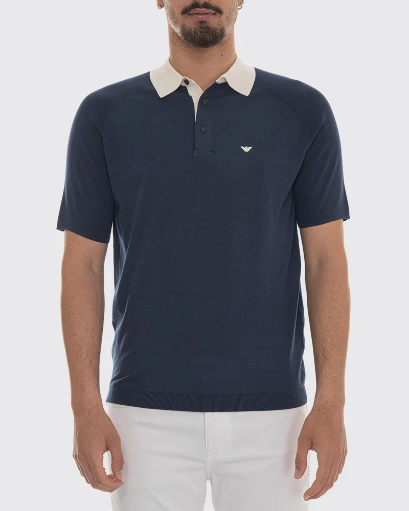 Emporio Armani Baumwollstrick-Polohemd Blau