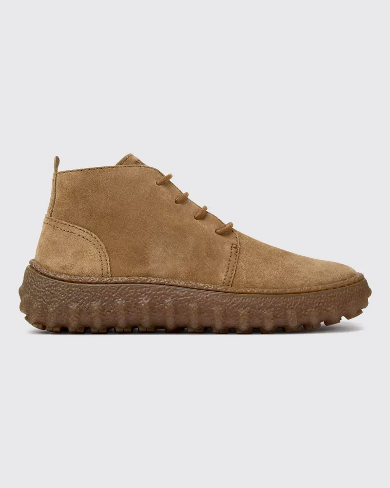Camper Ground Schnürstiefeletten von aus Veloursleder mit gekerbter Sohle Braun