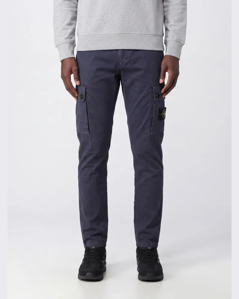 Stone Island Cargohose aus Bio-Stretch-Baumwolle mit Compass-Logo Blau