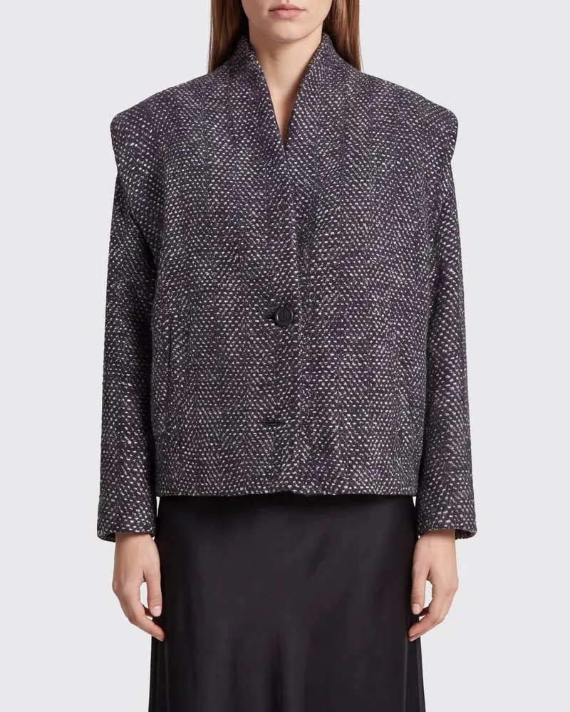 Étoile Isabel Marant Kurzmantel mit abstraktem Muster aus Wollmischung Charcoal