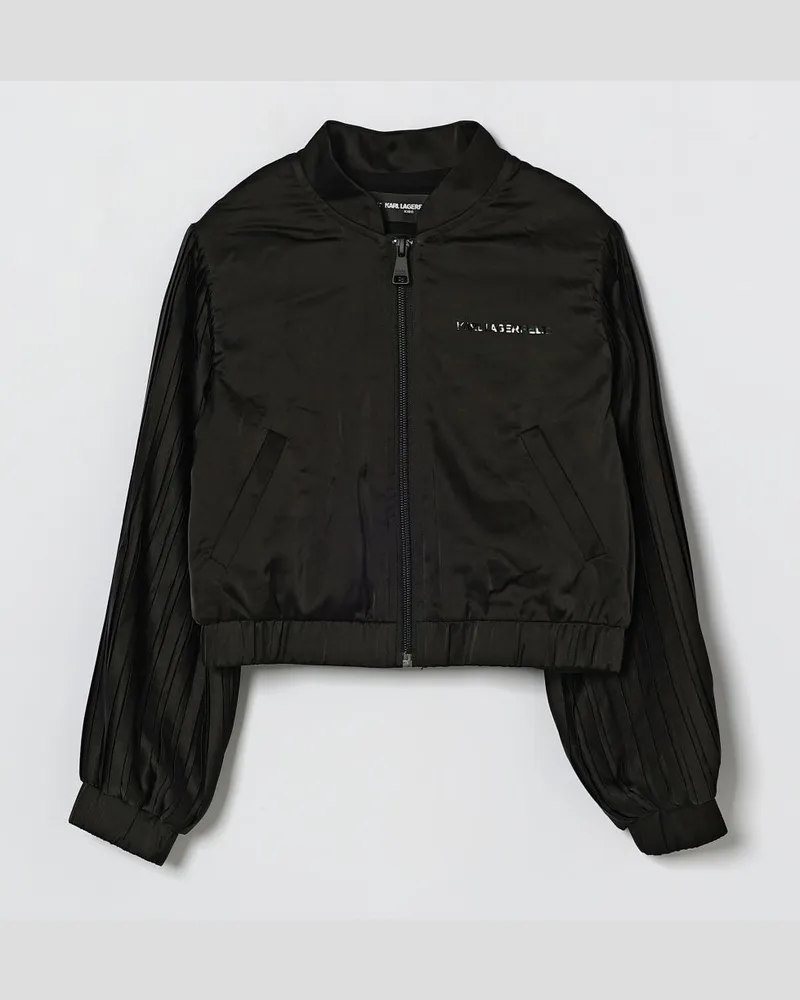 Karl Lagerfeld Nylon-Bomberjacke mit Logo Schwarz