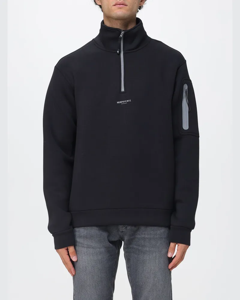 Murphy & Nye Technisches Sweatshirt aus Neopren mit Reißverschluss und Stehkragen Schwarz
