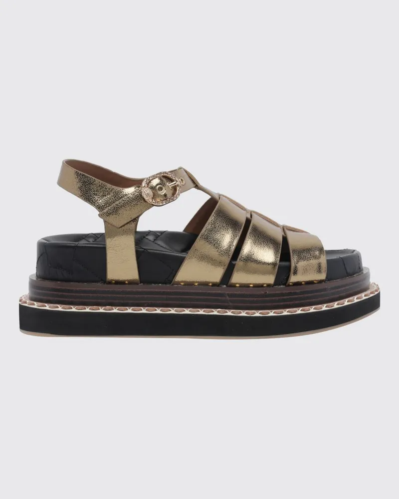 Kurt Geiger Keilsandalen aus laminiertem Leder mit mittlerem Absatz Bronze