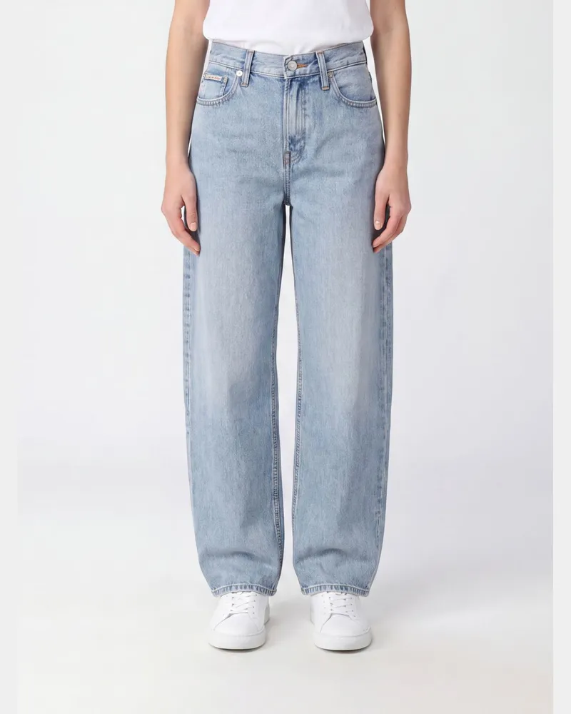 Calvin Klein High-Waist Baggy Jeans aus Baumwolldenim mit fünf Taschen Blau