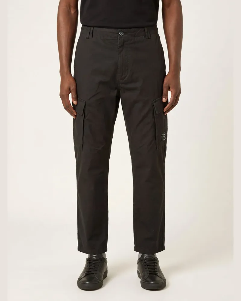 C.P. Company Slim-Fit-Cargohose aus Baumwolle mit Logo-Patch Schwarz