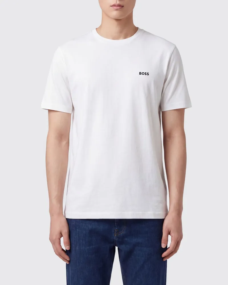 HUGO BOSS Set aus drei Baumwoll-T-Shirts mit Kontrastlogo Weiß