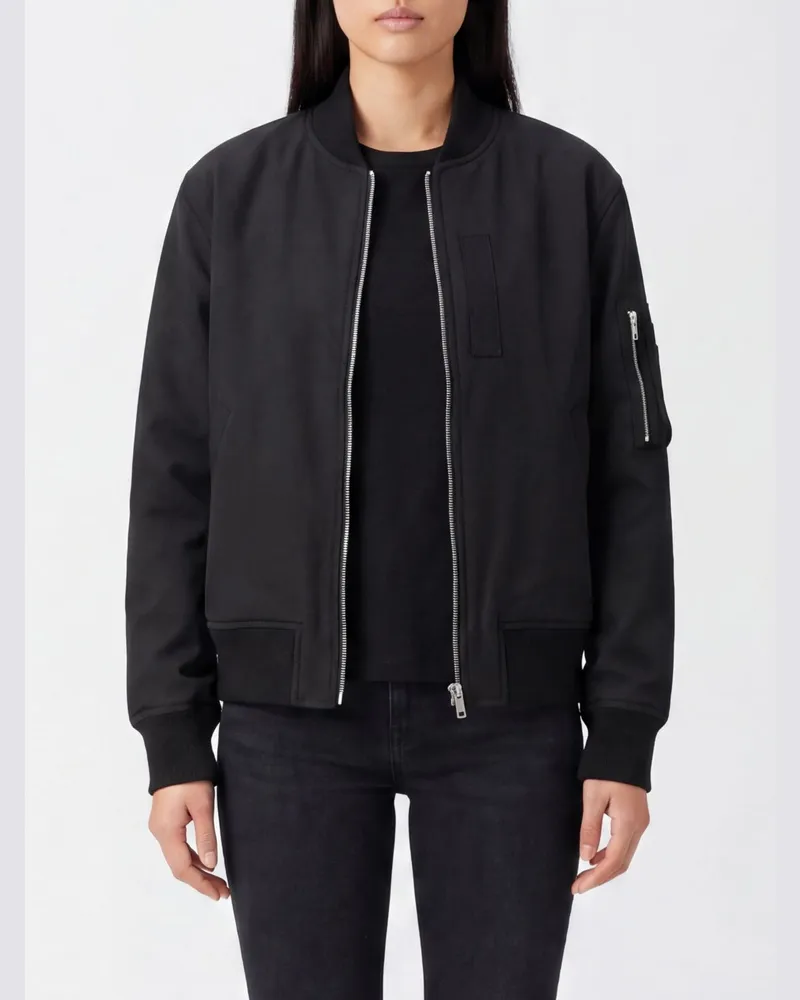 Semicouture Bomberjacke aus Wollmischung mit elastischem Kragen Schwarz