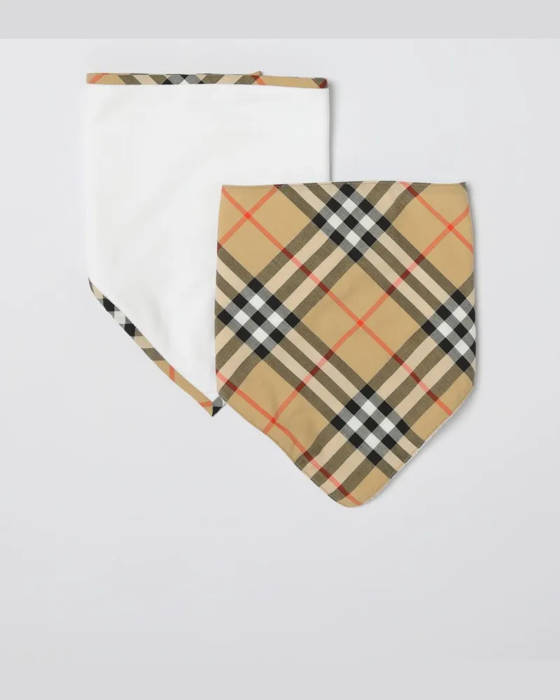 Burberry Kariertes Bandana-Lätzchen-Set 2 Stück Weiß