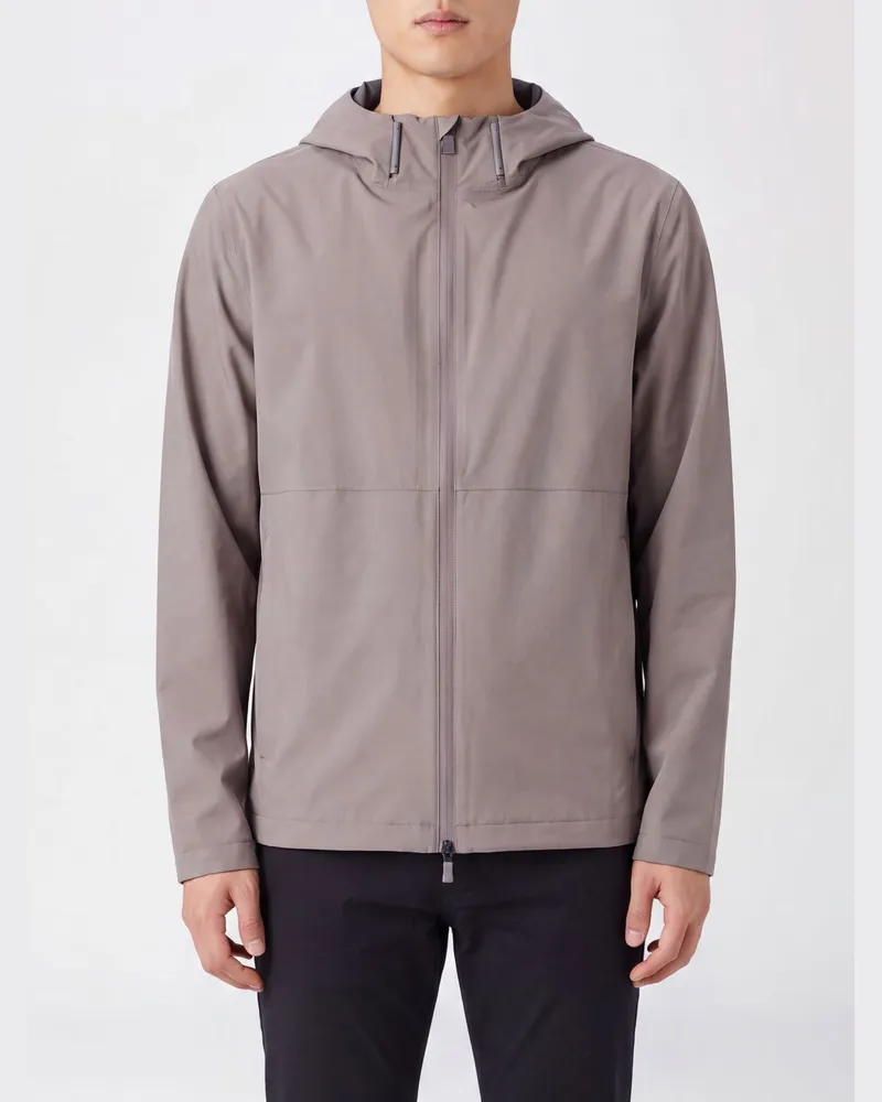 Herno Atmungsaktiver Mikrofaser-Windbreaker mit Kapuze Grau