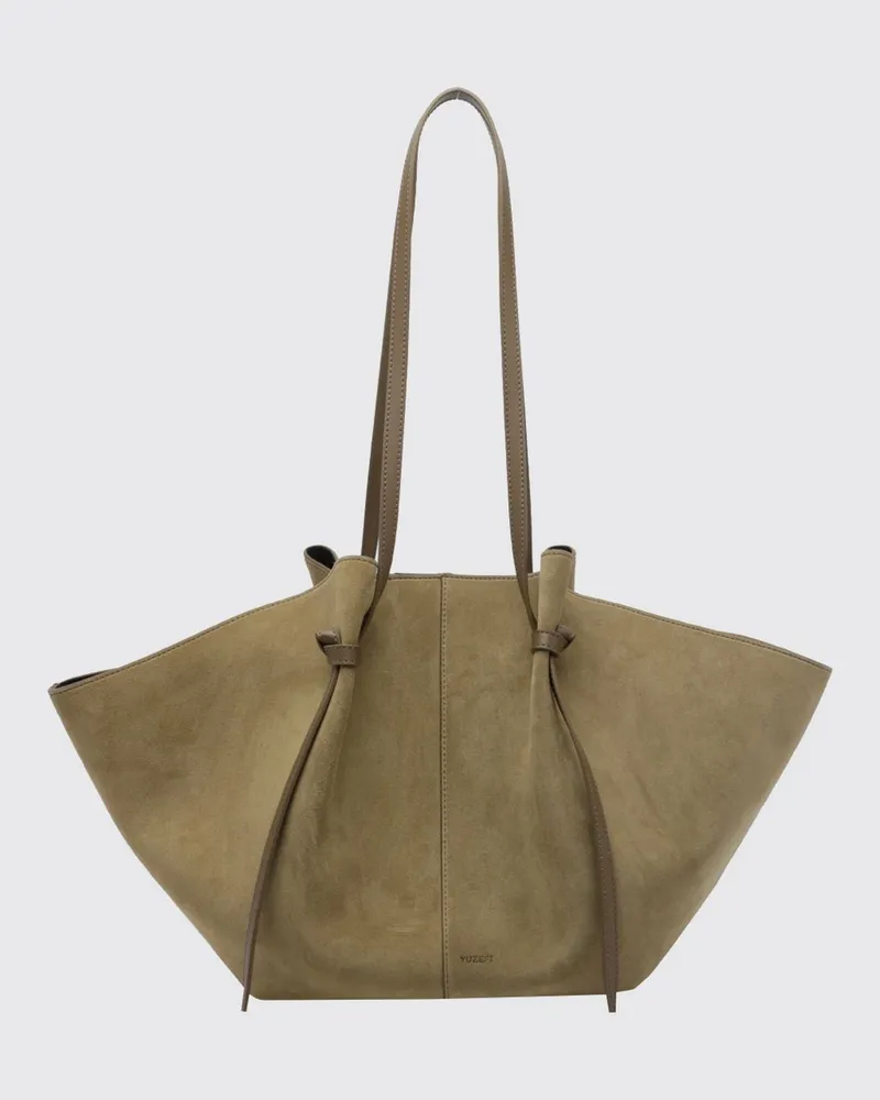 YUZEFI Große Mochi Schultertasche aus Kalbswildleder Braun